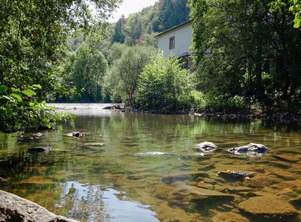 Vue depuis une rive sur la rivière La Briance