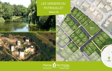 Visuels pour promouvoir la commercialisation du lotissement Les Vergers du Patrouillet à Echiré