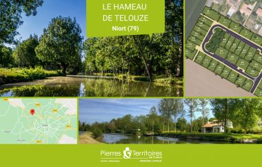Pêlemêle de visuels pour promouvoir la commercialisation du lotissement Le Hameau de Telouze aux portes de Niort