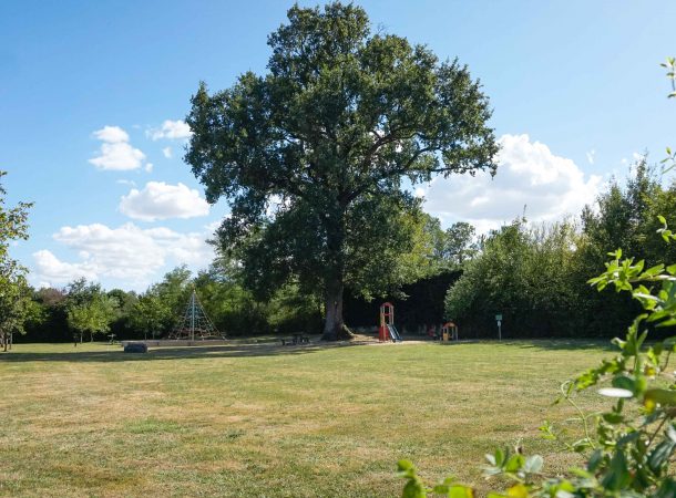 Parc avec grand espace vert et aires de jeux