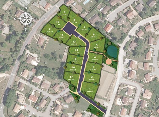 Plan de composition du lotissements Les Basses Vignes à Isle